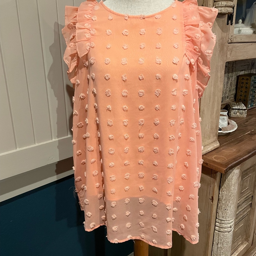 Peach Ruffle Sleeve Blouse